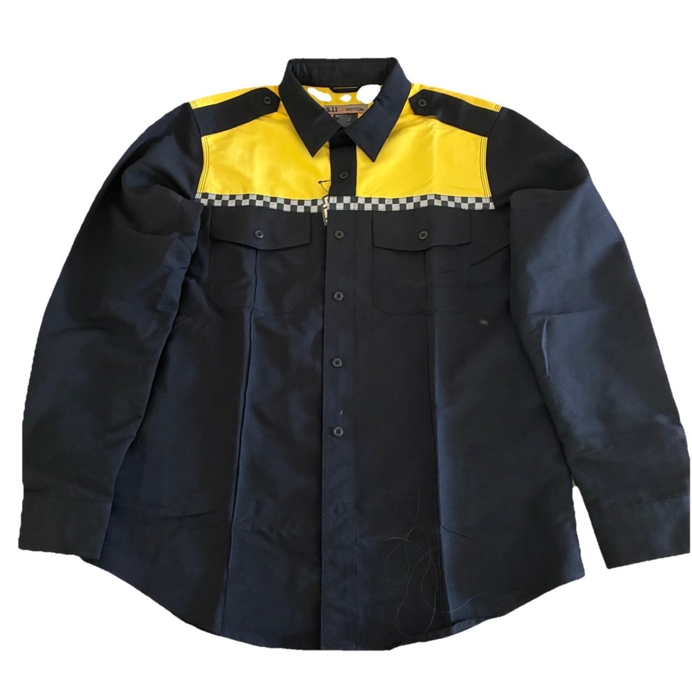 5.11 Tactical Uniform Shirt‎ Men's M Navy Yellow  Fast Tac Long Sleeve NEW